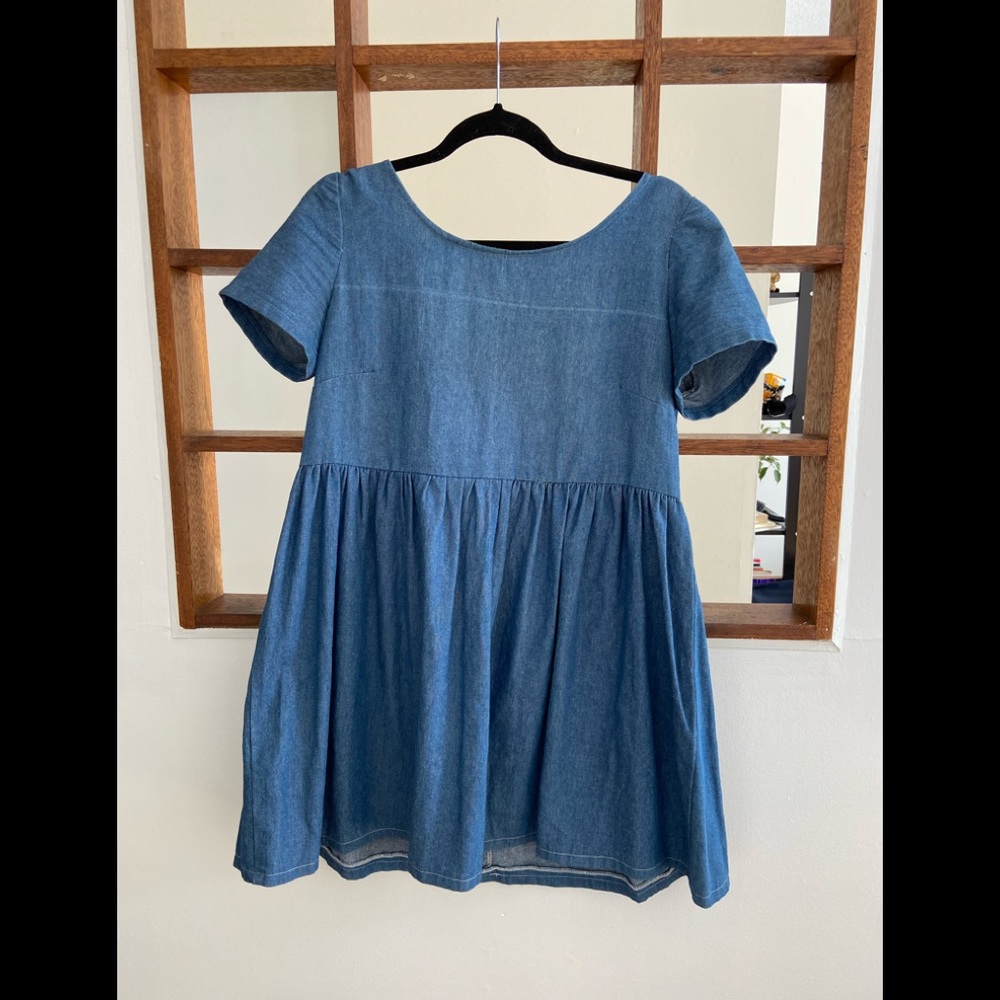 local designer denim babydoll dress 90s